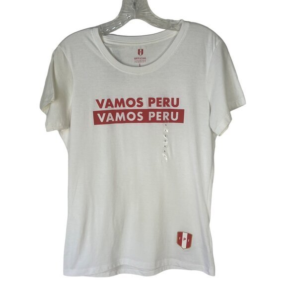 FPF Vamos Peru Soccer Futbol Tshirt Womens Large White New Official Licensed - Picture 1 of 11
